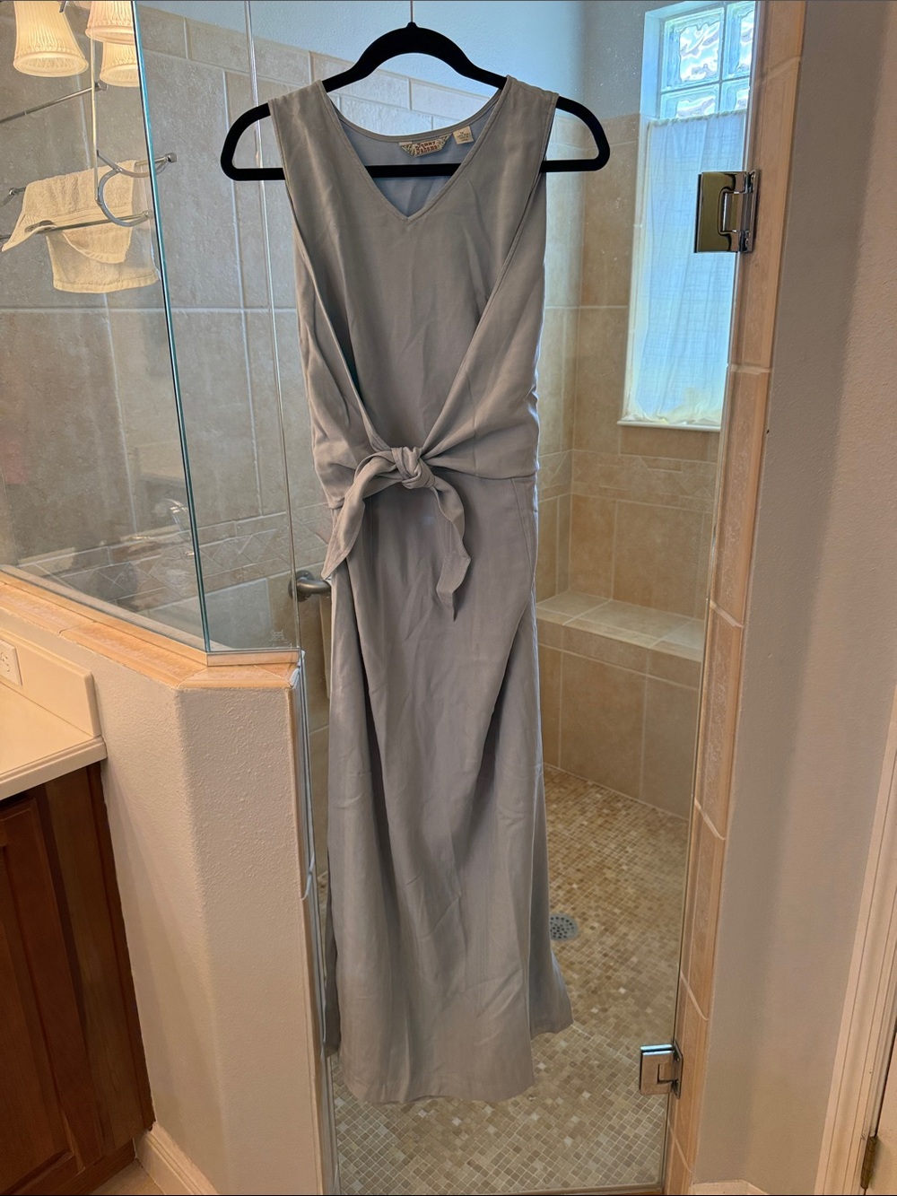 Sleeveless Tie-Front Maxi Dress in Light Blue